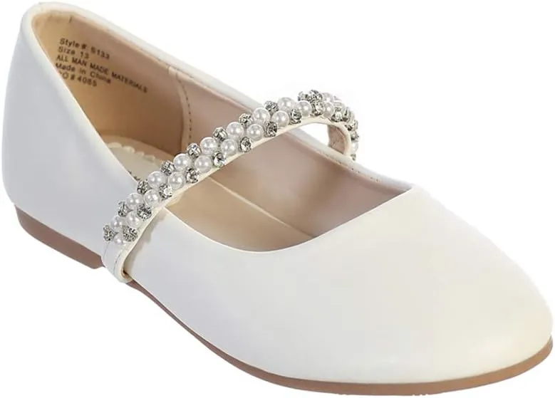 iGirlDress Toddler Little Girls Big Girls Straps Flower Girls Flat Mary Jane Ballet Shoes (Size 9-5 Youth)