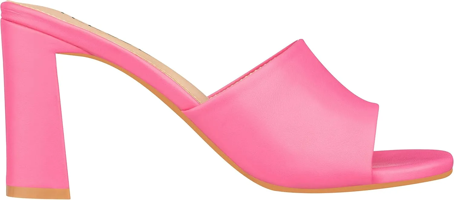 ILLUDE Women’s Block Heel Single Strap Square Toe Heeled Sandal Slip On Mule - Demi - Demi