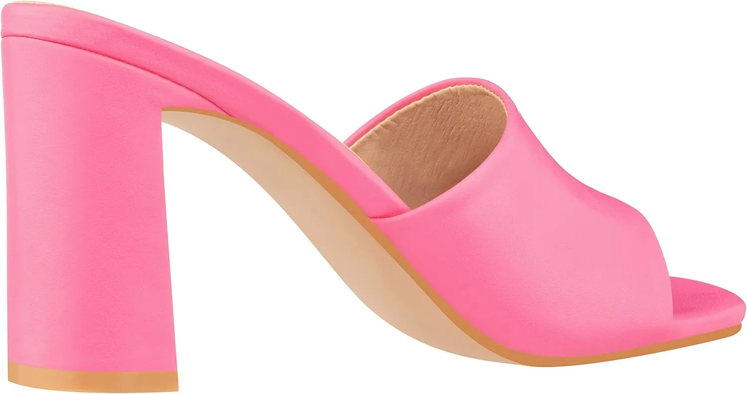 ILLUDE Women’s Block Heel Single Strap Square Toe Heeled Sandal Slip On Mule - Demi - Demi
