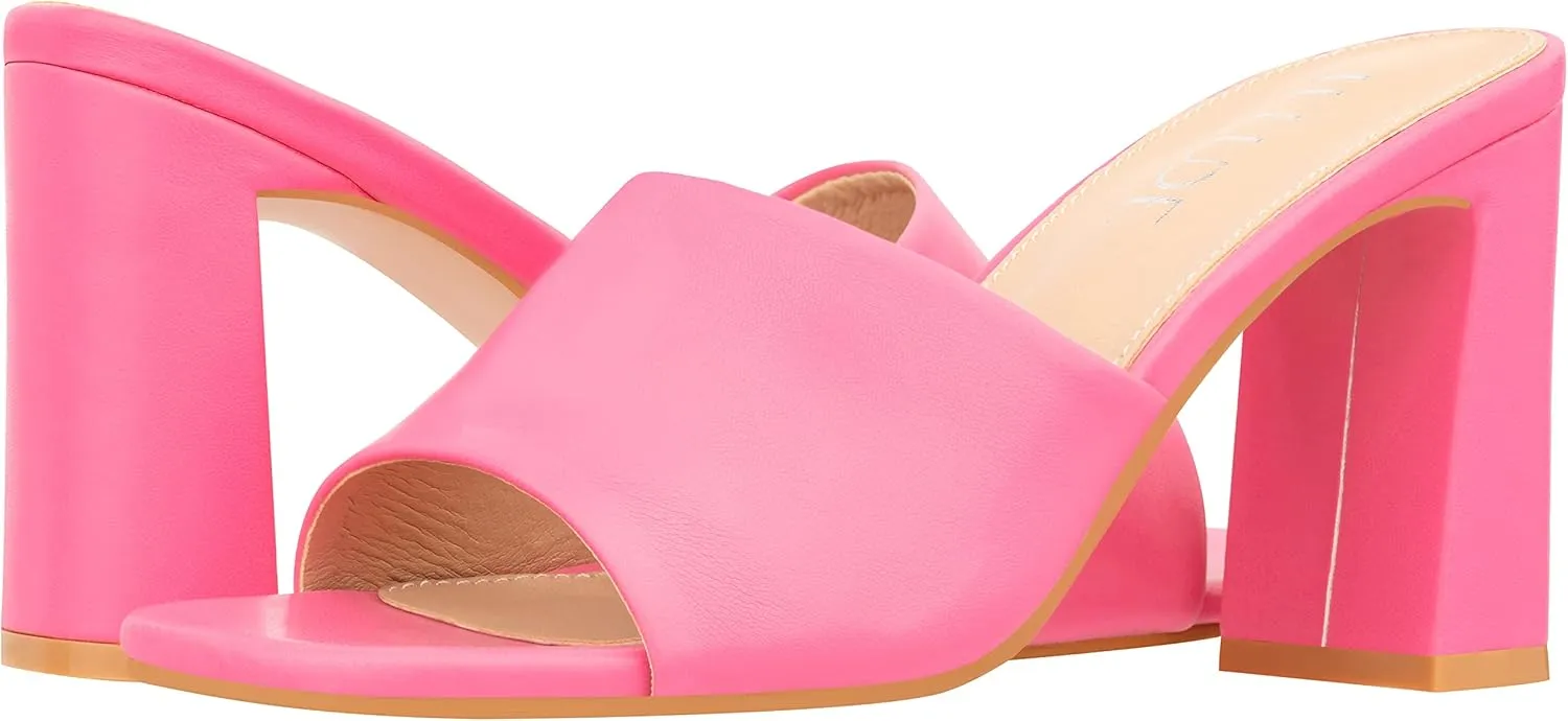 ILLUDE Women’s Block Heel Single Strap Square Toe Heeled Sandal Slip On Mule - Demi - Demi