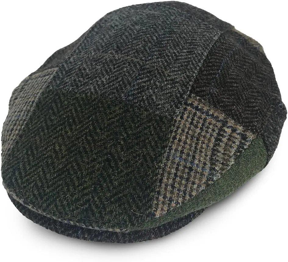 Irish Trinity Donegal Tweed Flat Cap, 100% Wool, Quilted Interior, Made in Ireland