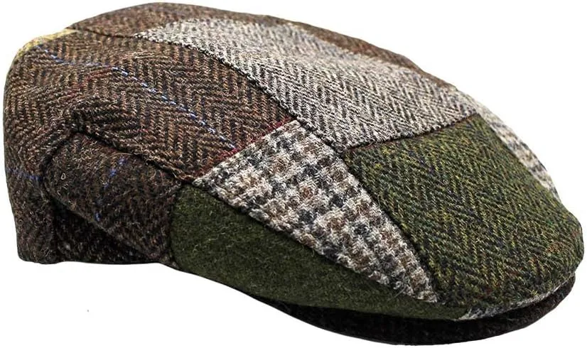 Irish Trinity Donegal Tweed Flat Cap, 100% Wool, Quilted Interior, Made in Ireland