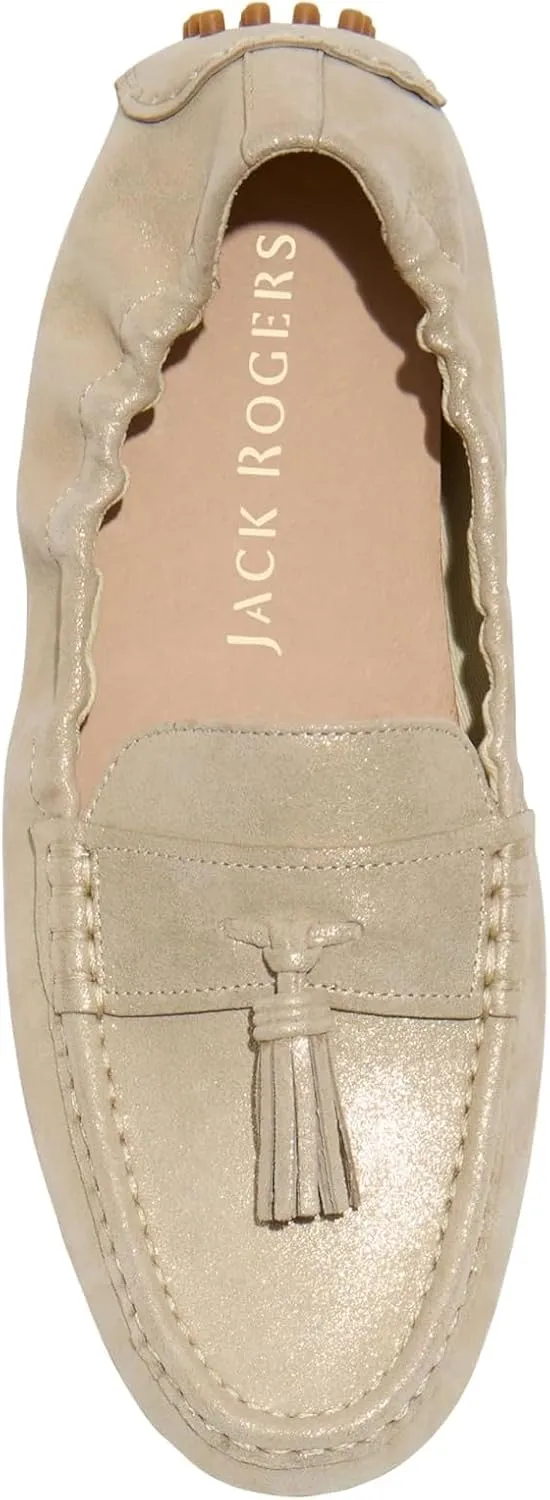 Jack Rogers Women's Bedon Tassel Driver-Sueded Metallic Loafer