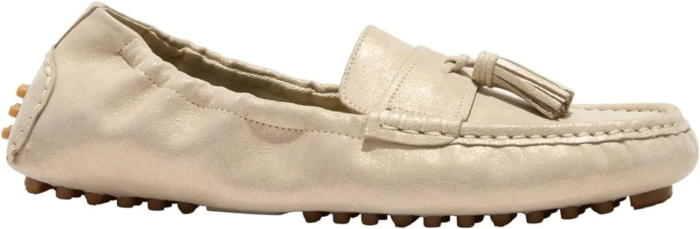 Jack Rogers Women's Bedon Tassel Driver-Sueded Metallic Loafer