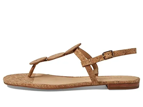 Jack Rogers Worth Flat Sandal for Women - Leather Upper, Adjustable Ankle Strap with Buckle Closure Cork 7 M