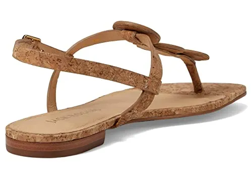 Jack Rogers Worth Flat Sandal for Women - Leather Upper, Adjustable Ankle Strap with Buckle Closure Cork 7 M