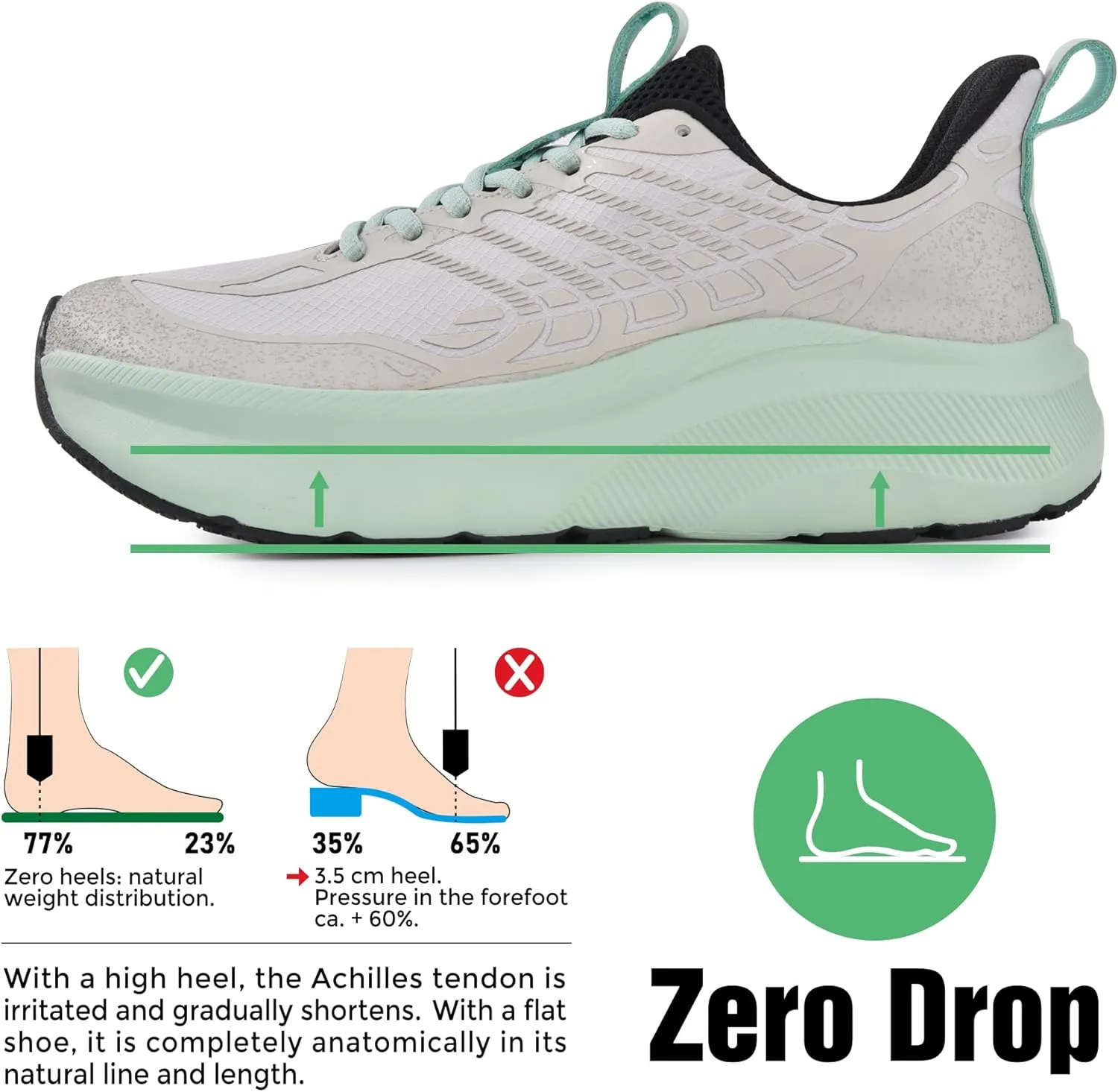 JACKSHIBO Wide Toe Box Men's Running & Tennis Athletic Gym Workout Cross Training Sneakers - Cushioned Memory Foam Thick Zero Drop Sole