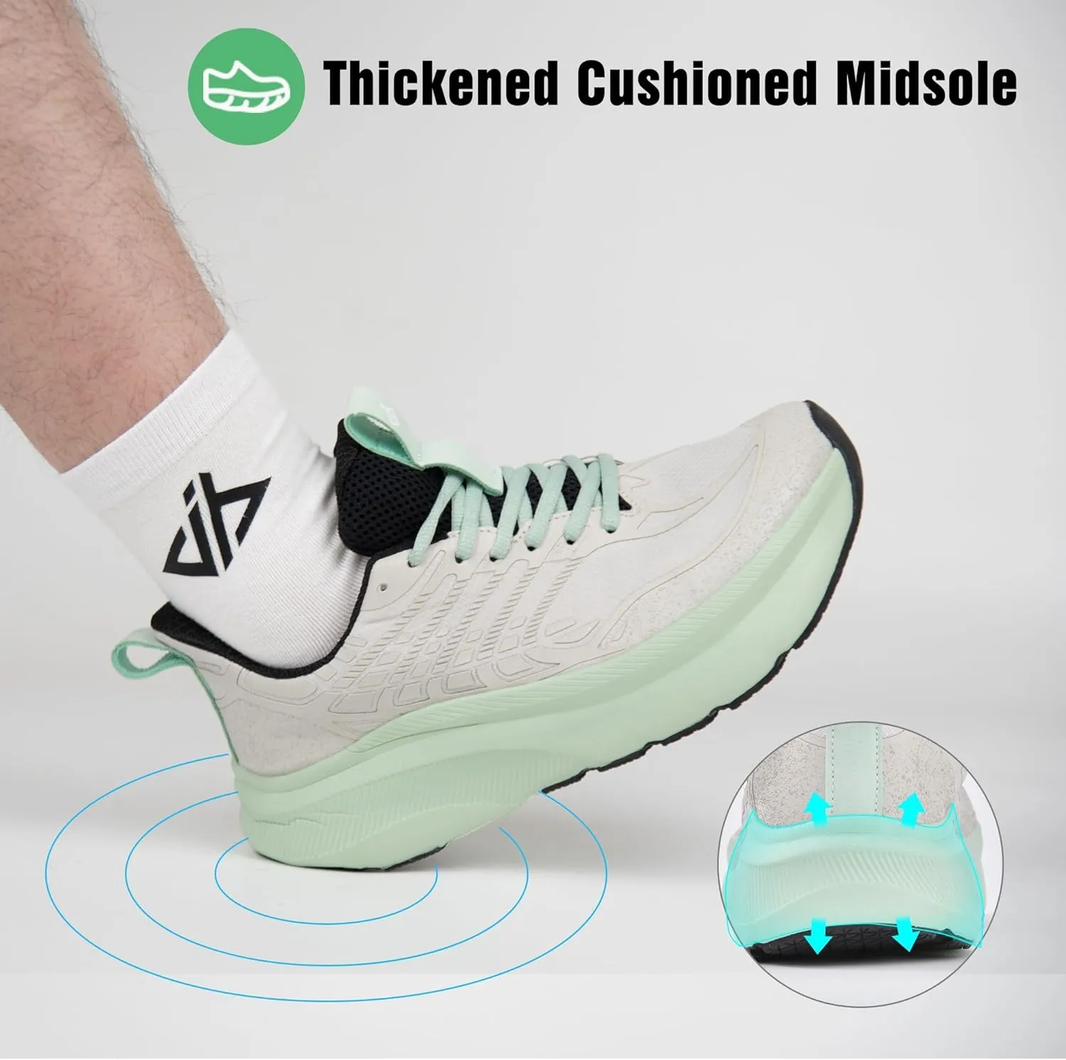 JACKSHIBO Wide Toe Box Men's Running & Tennis Athletic Gym Workout Cross Training Sneakers - Cushioned Memory Foam Thick Zero Drop Sole