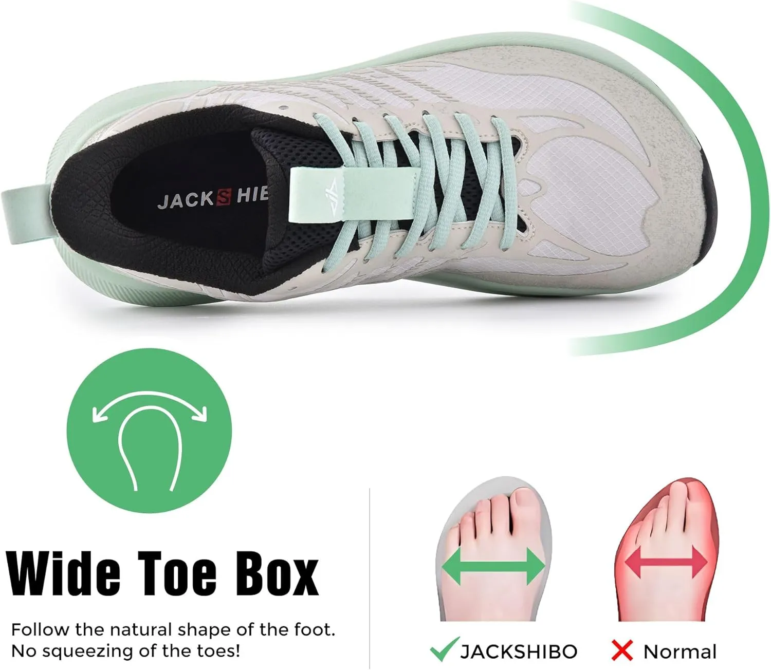 JACKSHIBO Wide Toe Box Men's Running & Tennis Athletic Gym Workout Cross Training Sneakers - Cushioned Memory Foam Thick Zero Drop Sole