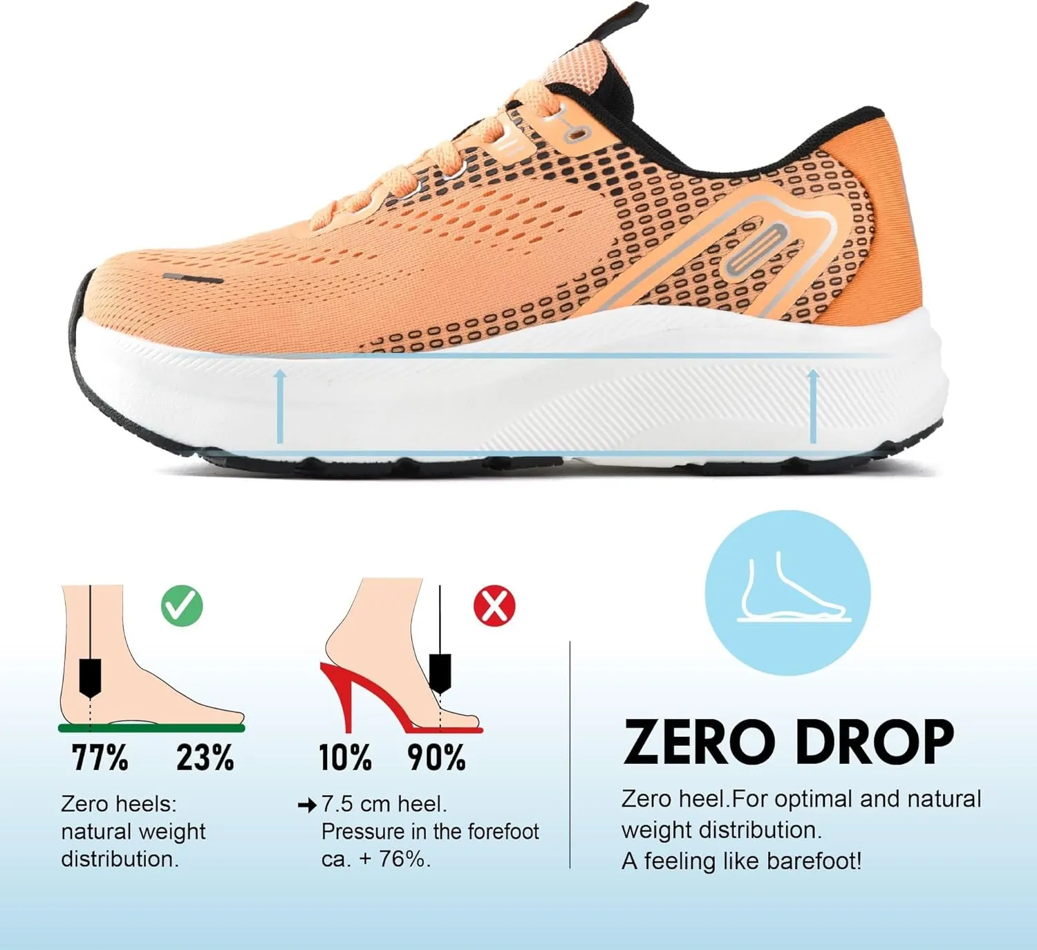 JACKSHIBO Wide Toe Box Shoes Women Arch Support Wide Sneakers for Running Walking Athletic Tennis Orthopedic Plantar Fasciitis Workout with Thick Cushion Zero Drop Sole Width Shoes