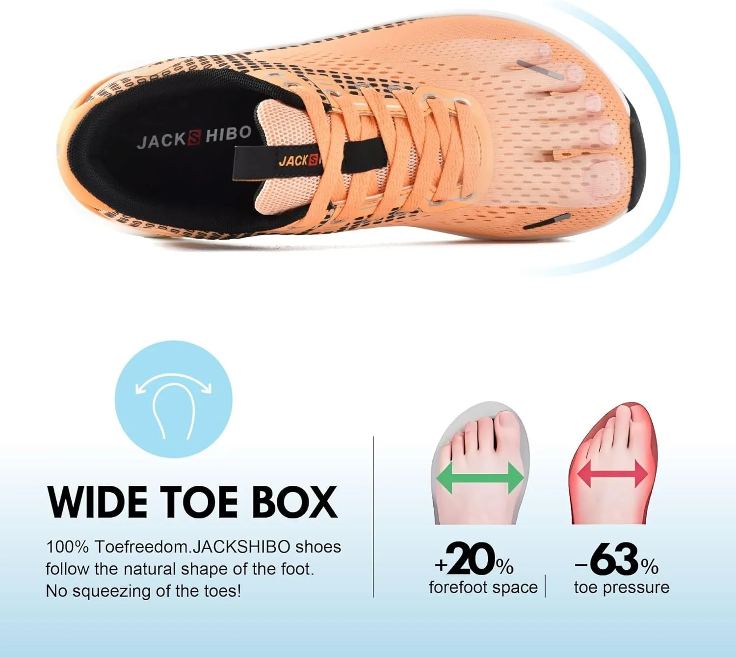 JACKSHIBO Wide Toe Box Shoes Women Arch Support Wide Sneakers for Running Walking Athletic Tennis Orthopedic Plantar Fasciitis Workout with Thick Cushion Zero Drop Sole Width Shoes