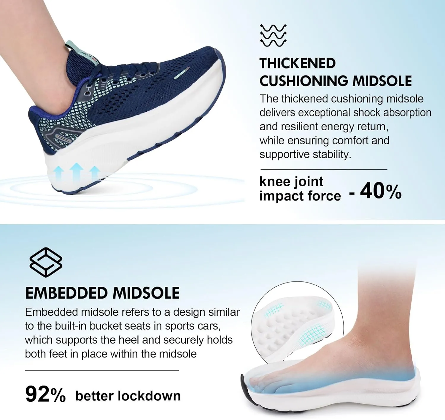 JACKSHIBO Wide Toe Box Shoes Women Arch Support Wide Sneakers for Running Walking Athletic Tennis Orthopedic Plantar Fasciitis Workout with Thick Cushion Zero Drop Sole Width Shoes