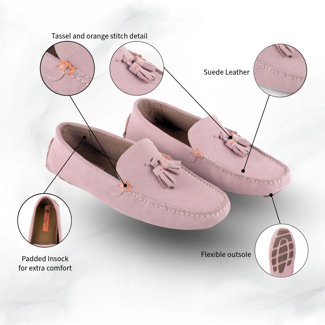 Jackson Suede Leather Driving Loafers - Pink