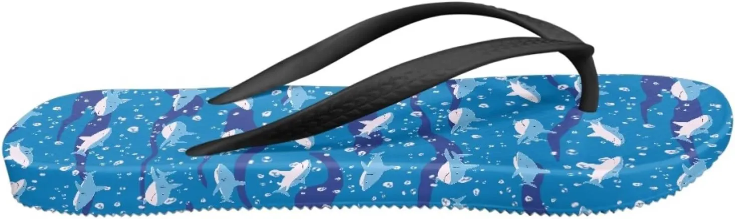 Jeiento Flip Flops for Women Slip On Sandal Sea Animal Flip-Flop Slides Quick Dry Beach Sandals with Non Slip Soles