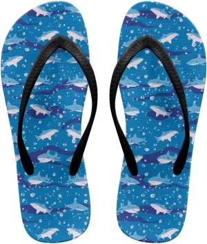 Jeiento Flip Flops for Women Slip On Sandal Sea Animal Flip-Flop Slides Quick Dry Beach Sandals with Non Slip Soles
