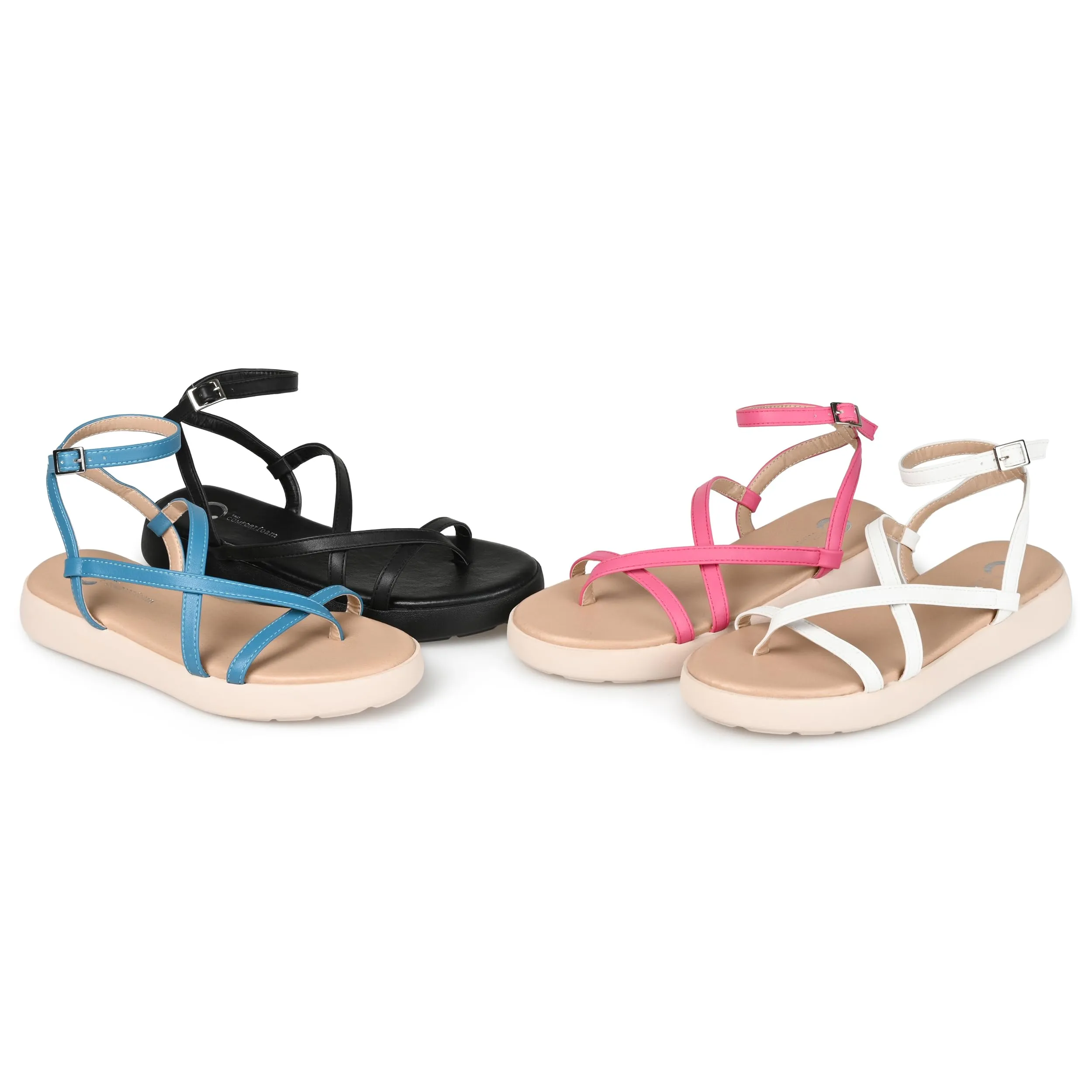 Journee Womens Jeselia Tru Comfort Foam Ankle Strap Flat Sandals