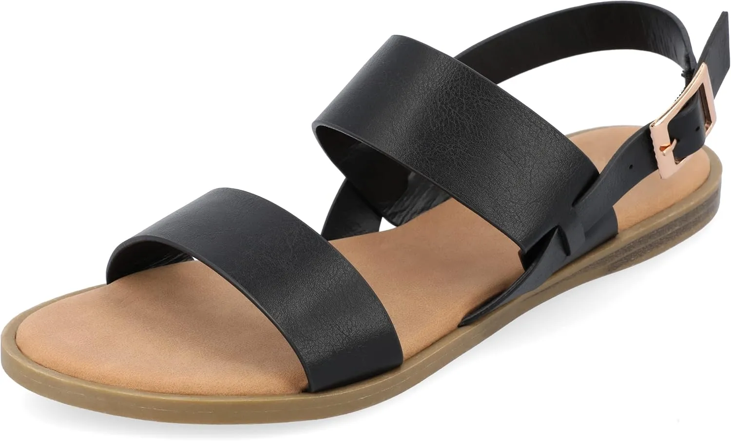 Journee Womens Lavine Multi Strap Flat Sandals