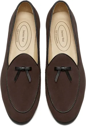 Journey West Suede Tassel Loafer for Women Slip-on Belgian Penny Loafers Shoes for Women Coffee US 11
