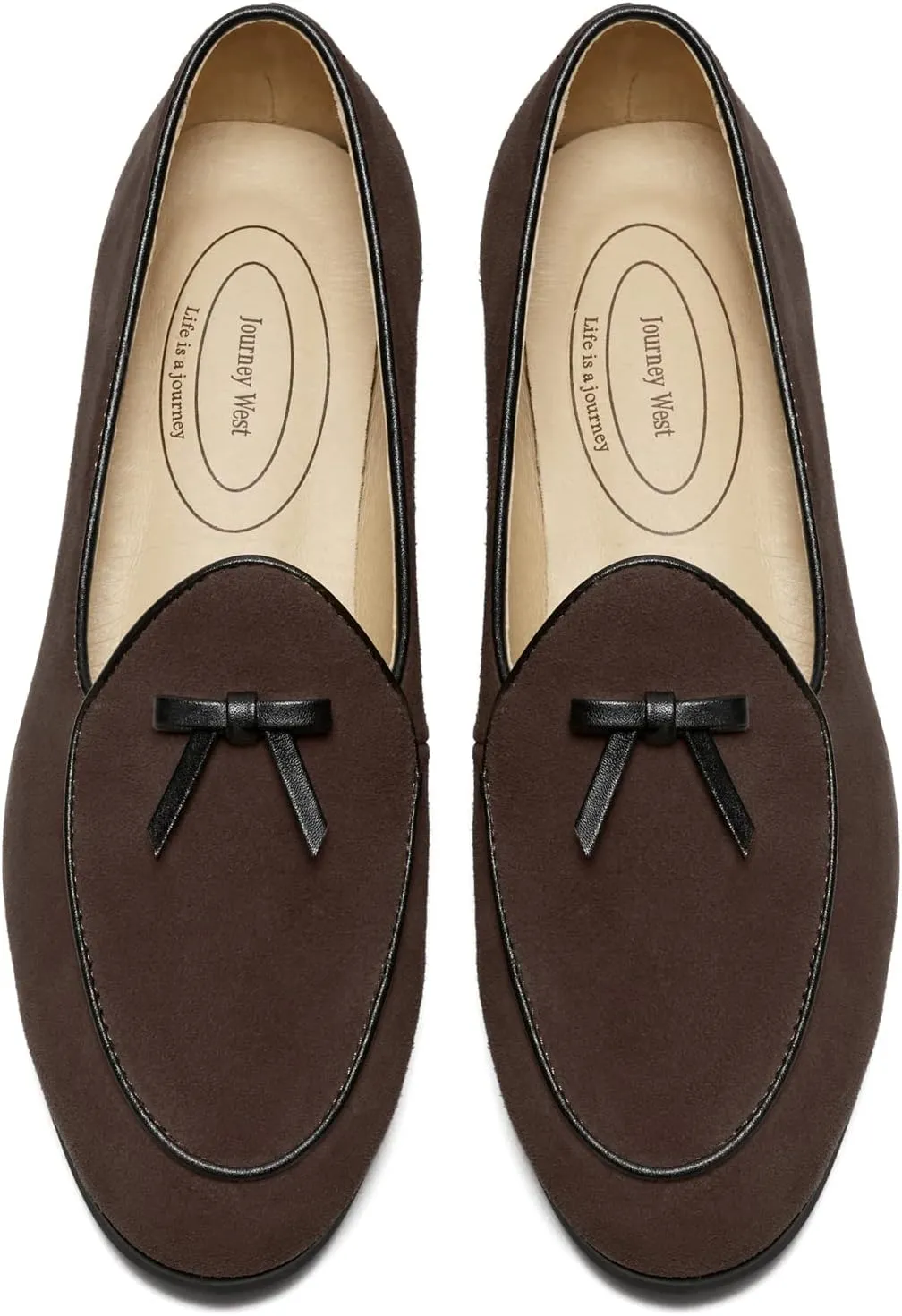 Journey West Suede Tassel Loafer for Women Slip-on Belgian Penny Loafers Shoes for Women Coffee US 11