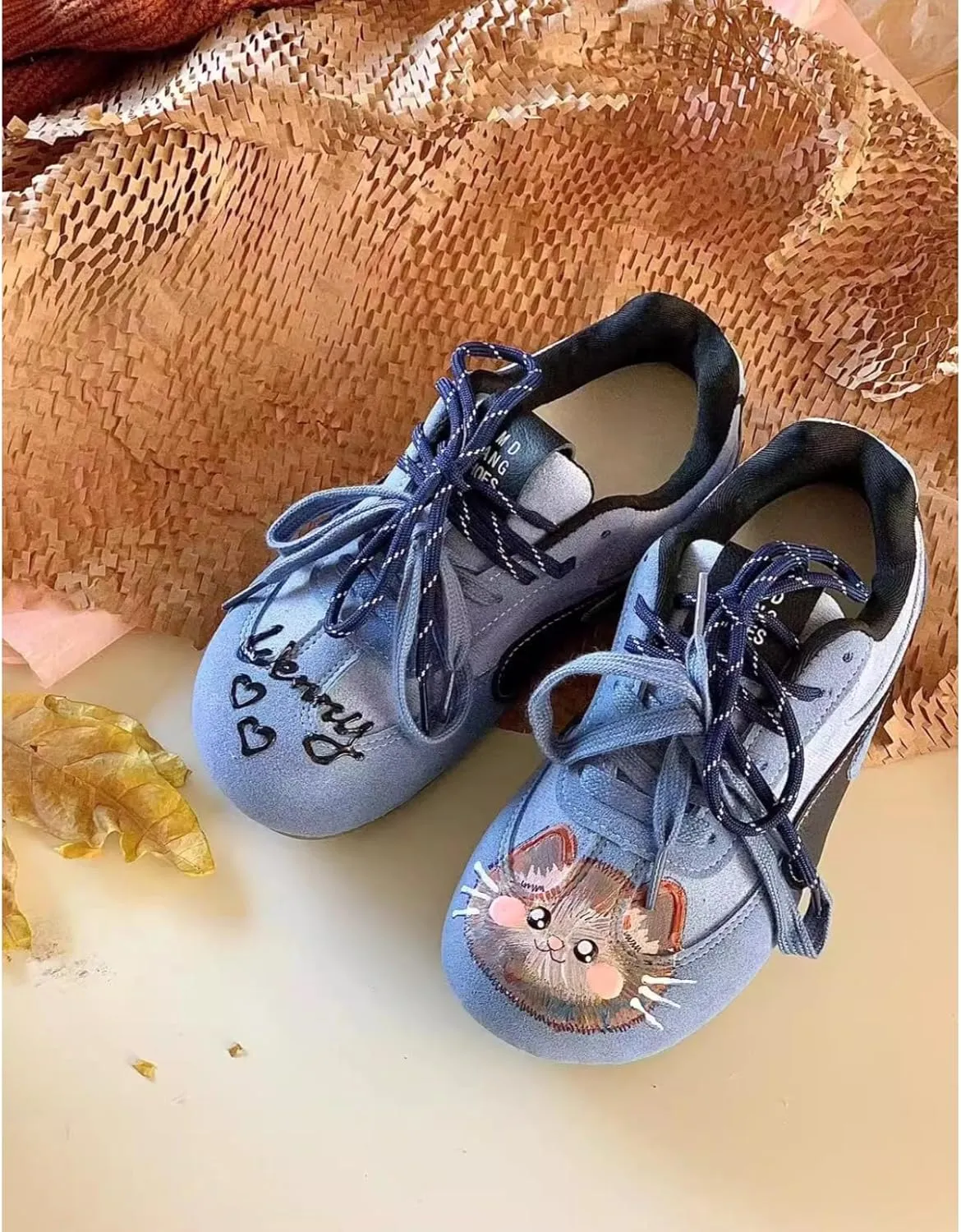 Kawaii Cute Retro Kitten Cat-Themed Trainer Sneakers for Women Soft Sole Casual Running Walking Flat Shoes Non-Slip