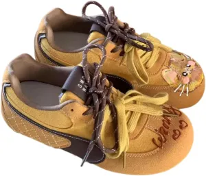 Kawaii Cute Retro Kitten Cat-Themed Trainer Sneakers for Women Soft Sole Casual Running Walking Flat Shoes Non-Slip