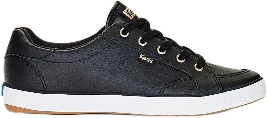 Keds Leather Center III Sneakers for Women, Black, 5 US