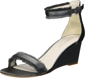 Kenneth Cole Women's Davis Wedge Sandal with Ankle Strap, Dark Grey, 6 M US