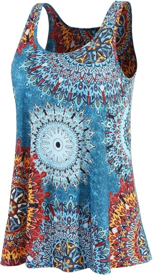 Kniffi Tank Tops for Women Built in Bra Tank Pleated Loose Fit Tank Top Casual Flowy S-XXXXL