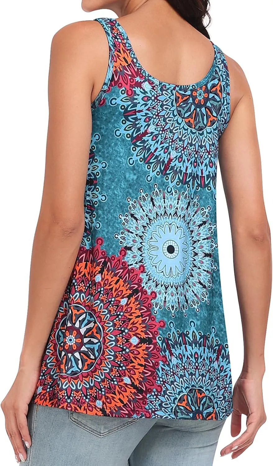 Kniffi Tank Tops for Women Built in Bra Tank Pleated Loose Fit Tank Top Casual Flowy S-XXXXL