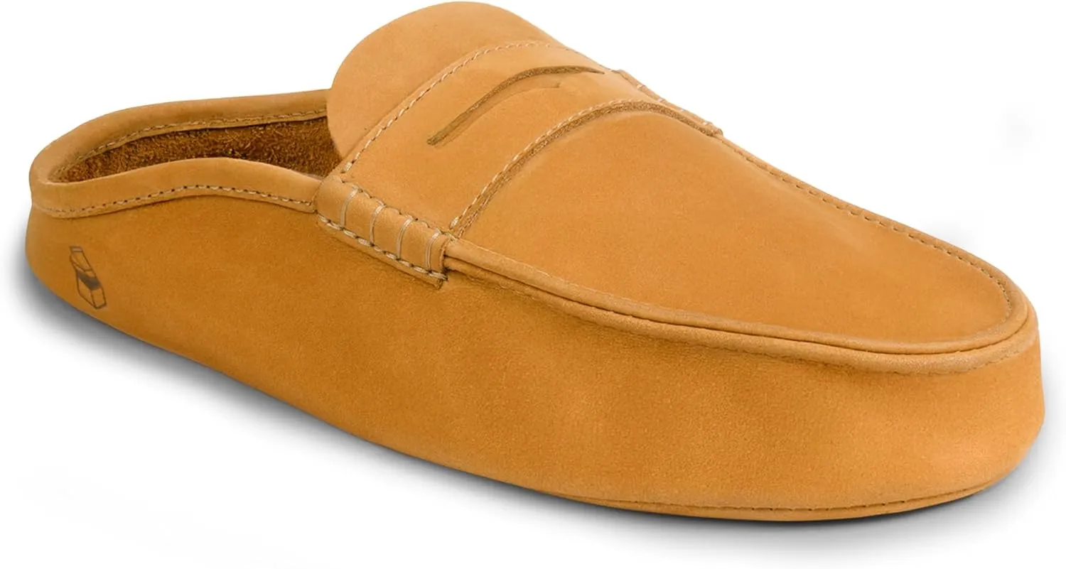 La Leche, Penny Loafer Slippers, Slip-On Indoor Scuffs, Shoes for Home, Full Grain Leather & Memory Foam, Handmade