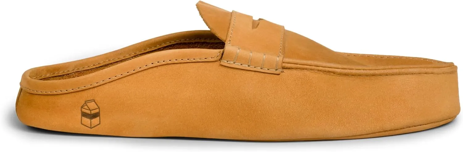 La Leche, Penny Loafer Slippers, Slip-On Indoor Scuffs, Shoes for Home, Full Grain Leather & Memory Foam, Handmade