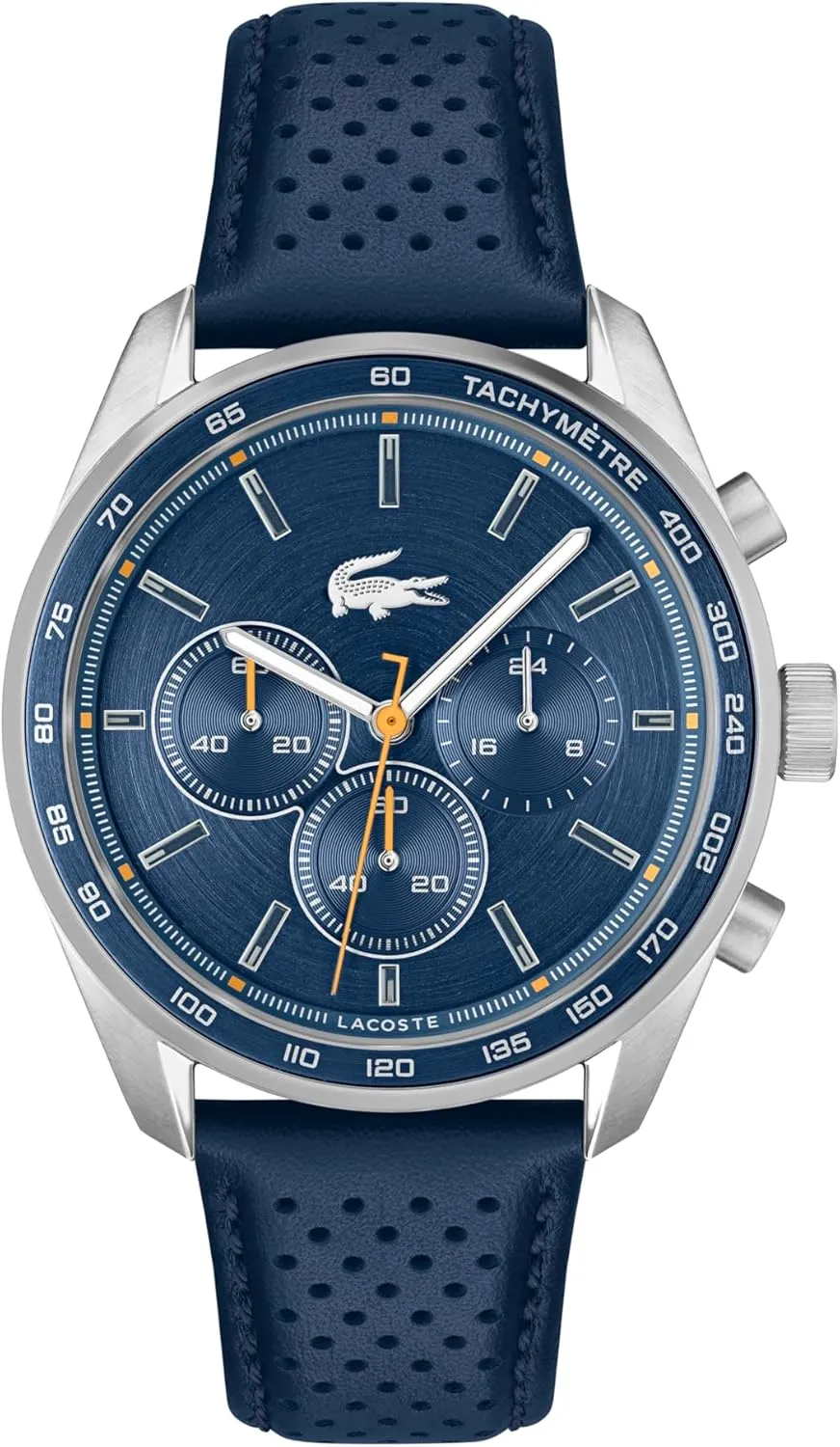 Lacoste Boston Men's Chronograph Watch - Classic Stainless Steel - Tachymeter - Water Resistant up to 5ATM/50 Meters - Modern Design for Him - 42mm
