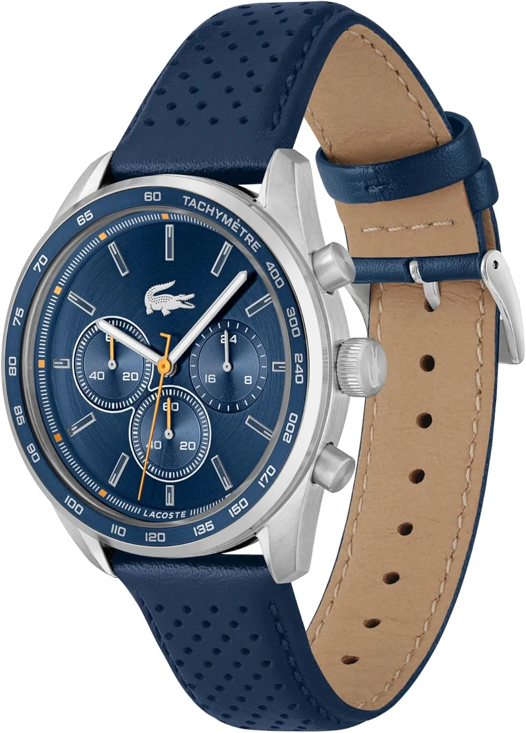 Lacoste Boston Men's Chronograph Watch - Classic Stainless Steel - Tachymeter - Water Resistant up to 5ATM/50 Meters - Modern Design for Him - 42mm