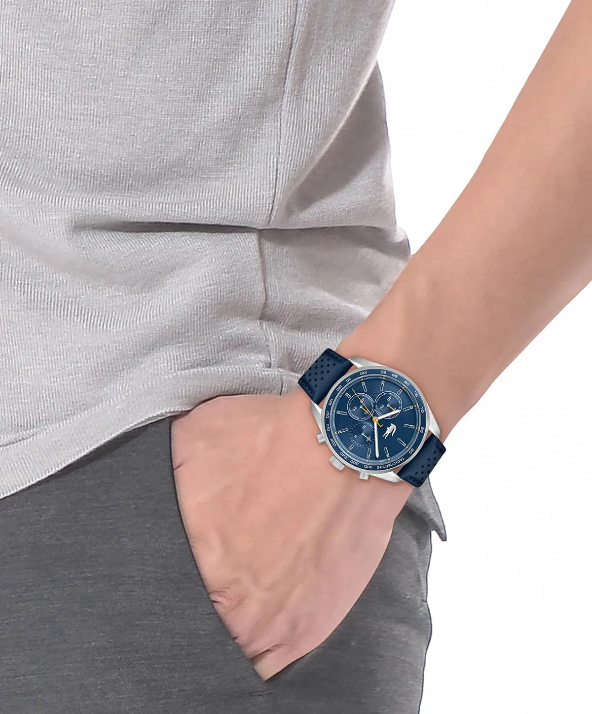 Lacoste Boston Men's Chronograph Watch - Classic Stainless Steel - Tachymeter - Water Resistant up to 5ATM/50 Meters - Modern Design for Him - 42mm