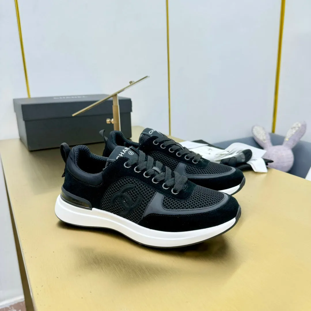 LEISURE SNEAKER CHANEL VELVET MIX BREATHABLE BLACK Customer satisfaction Summer clearance MESH