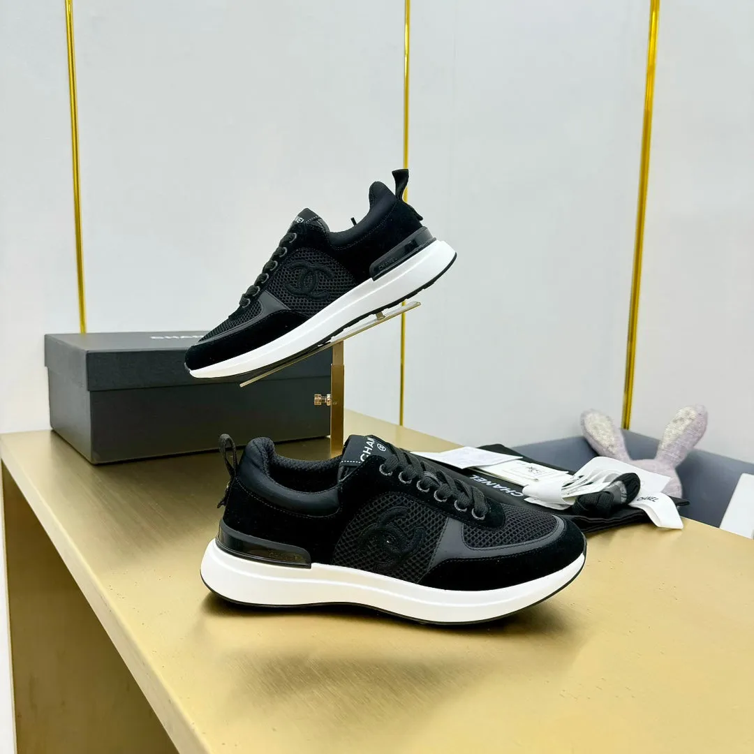 LEISURE SNEAKER CHANEL VELVET MIX BREATHABLE BLACK Customer satisfaction Summer clearance MESH