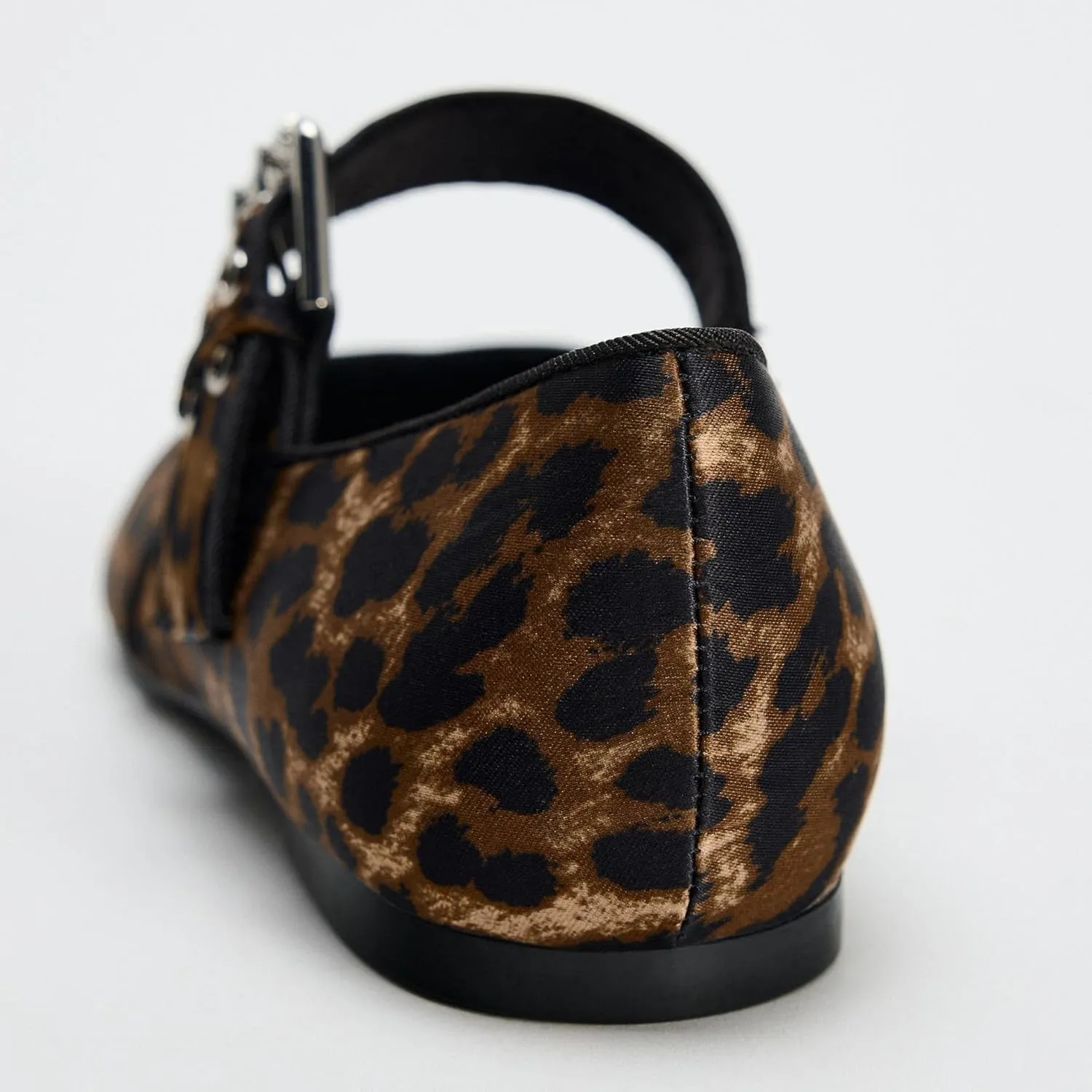 Leopard Print Ballet Flats Womens Round Toe Buckle Strap Mary Jane Flat Comfortable Casual Fall Ballerina Shoes