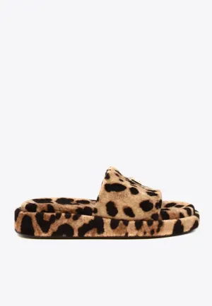 Leopard Print Flat Slides