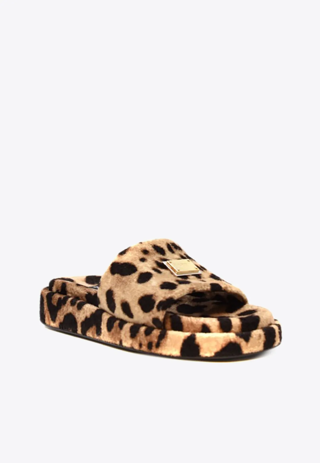 Leopard Print Flat Slides