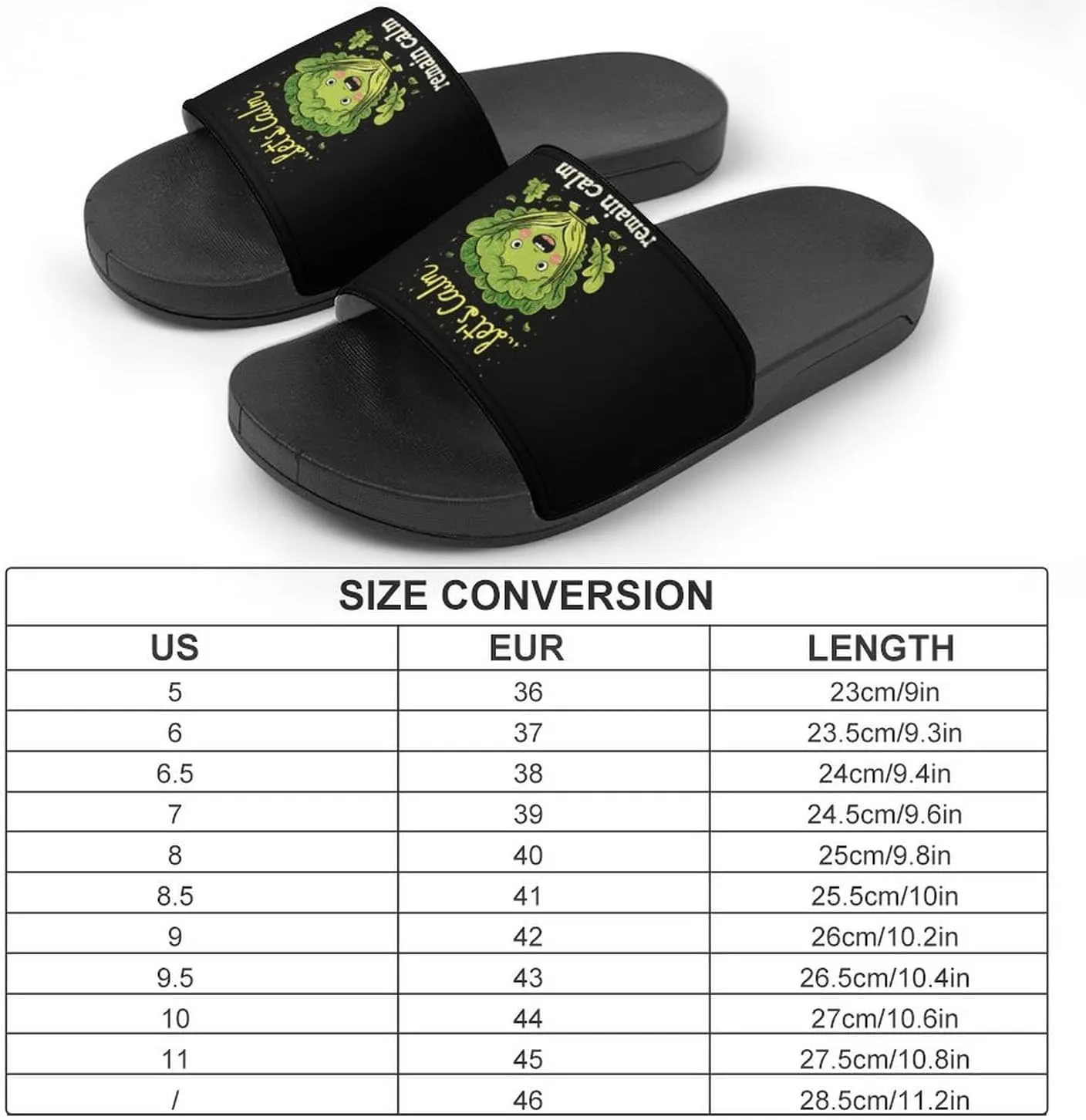 Lettuce Remain Calm Cute Vegetable Men's Slide Sandal Non Slip Shower Shoes Bathroom Slippers for Pool Beach
