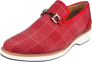 LIBERTYZENO Mens Canvas Textile & Suede Leather Adults Noble Penny Loafers Slip On Prom & Wedding Party Shoes for Prom Graduation