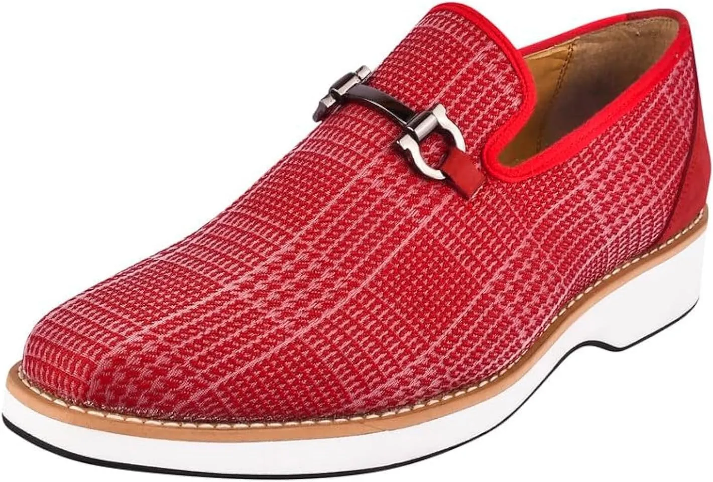 LIBERTYZENO Mens Canvas Textile & Suede Leather Adults Noble Penny Loafers Slip On Prom & Wedding Party Shoes for Prom Graduation