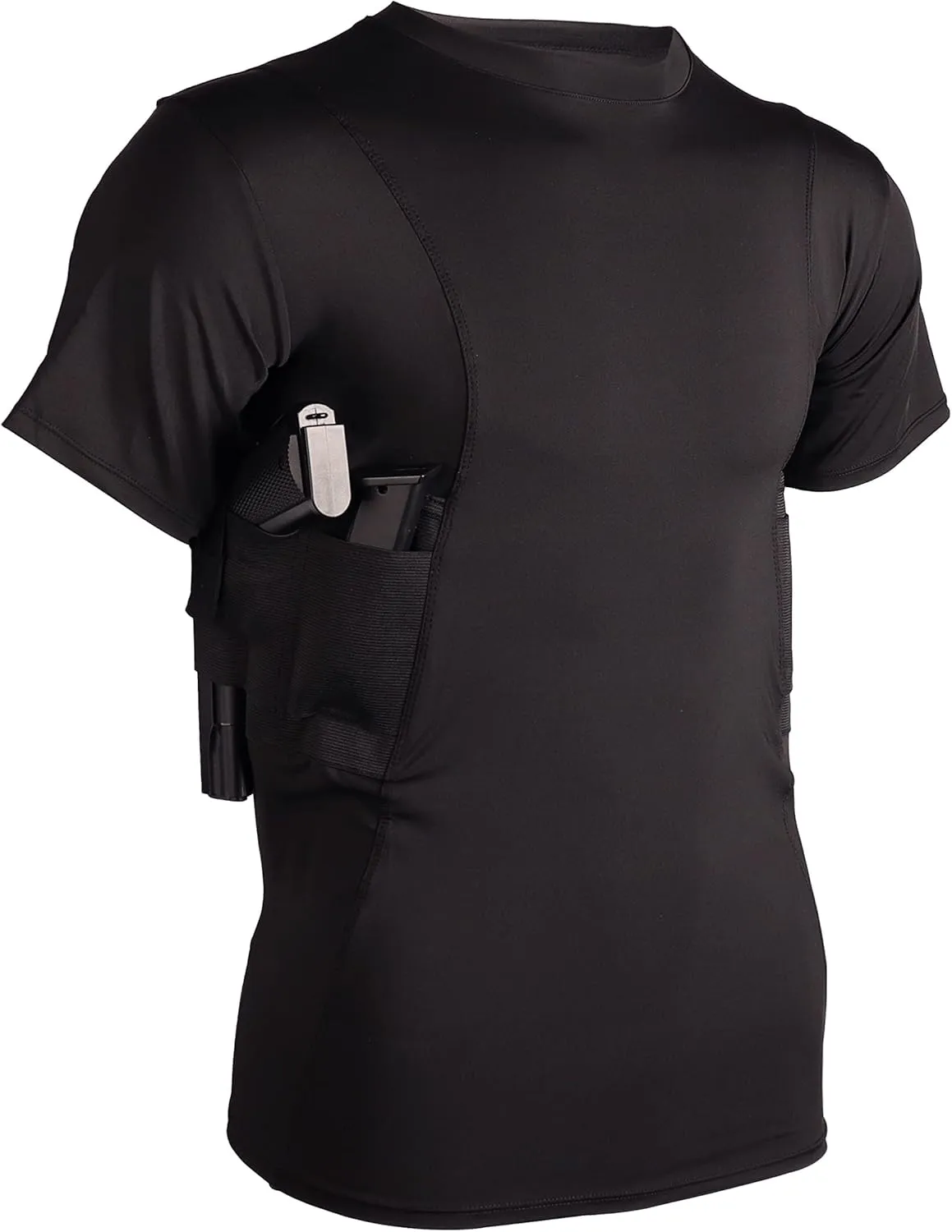 Lilcreek Scoop Neck Conceal Carry Shirts for Men: Undercover Concealed Carry Clothing with Gun Holster