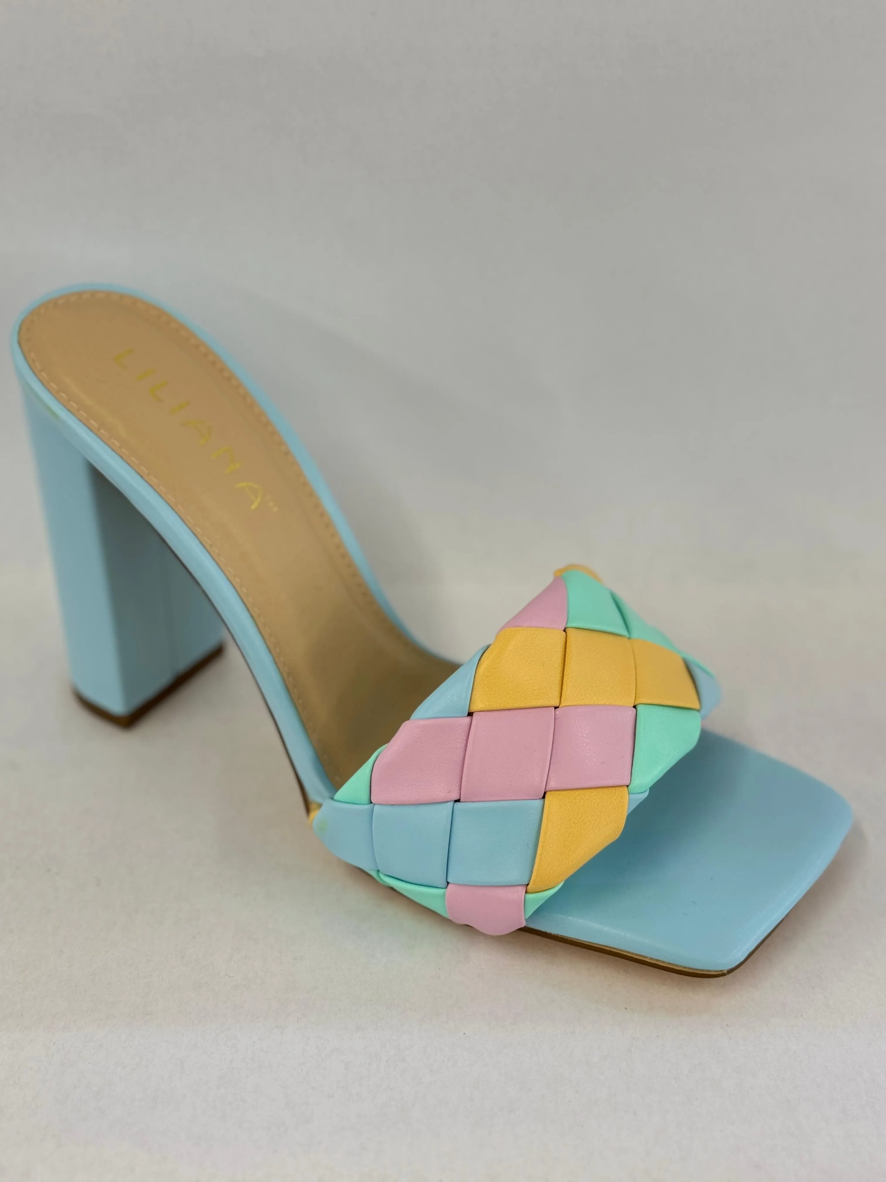 Liliana Mable-1 Women Block Heel Braided Mule Heel Sandals