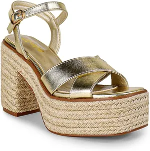 Liliana Women Open Toe Ankle Strap High Heel Espadrille Sandals, 6, Black