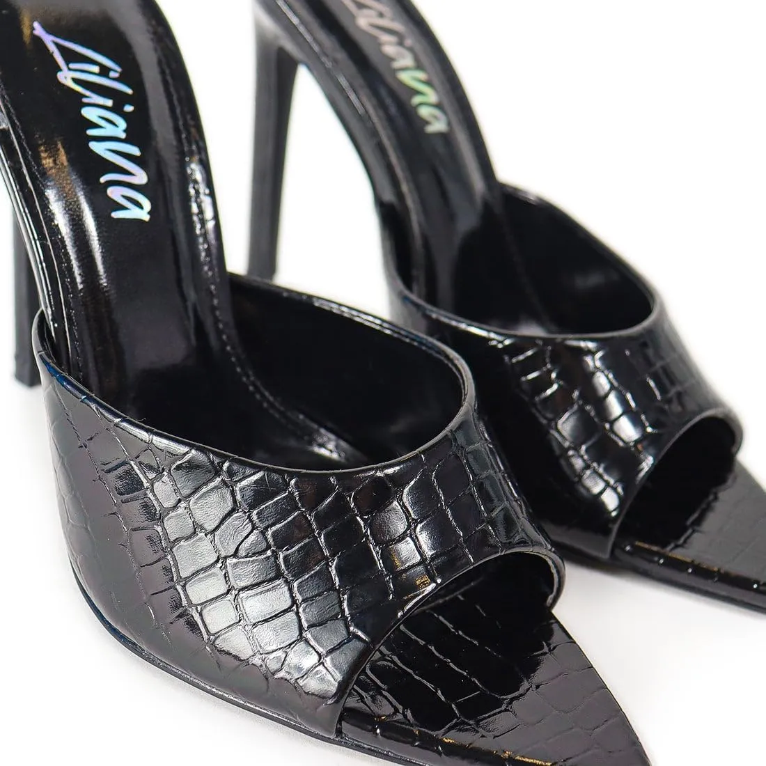 Liliana Women Pointed Toe Slip on Stiletto Heels Sandals