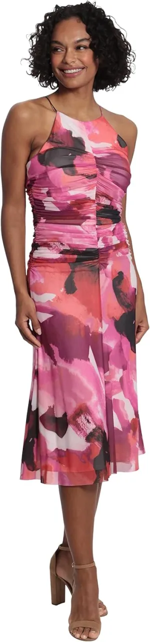 London Times Women's Ruched Bodice Halter Dress