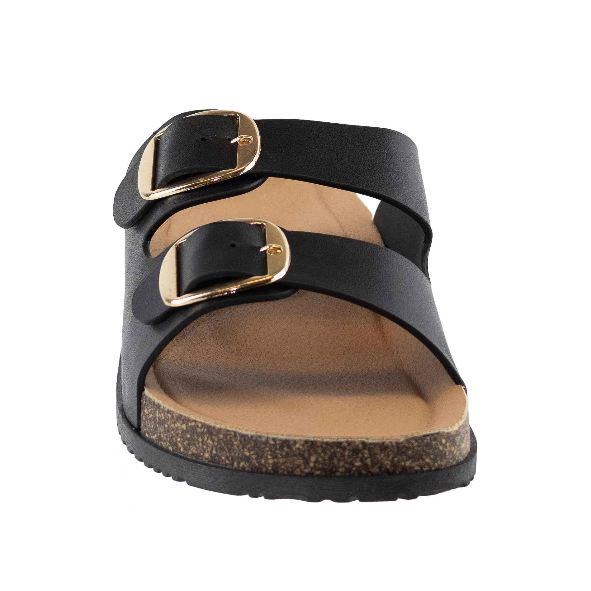 Luca - Buckle Detail Slip-On Sandals, Cork Comfort Sole & Double Strap, Casual Summer Footwear, Stylish & Supportive for Everyday Wear