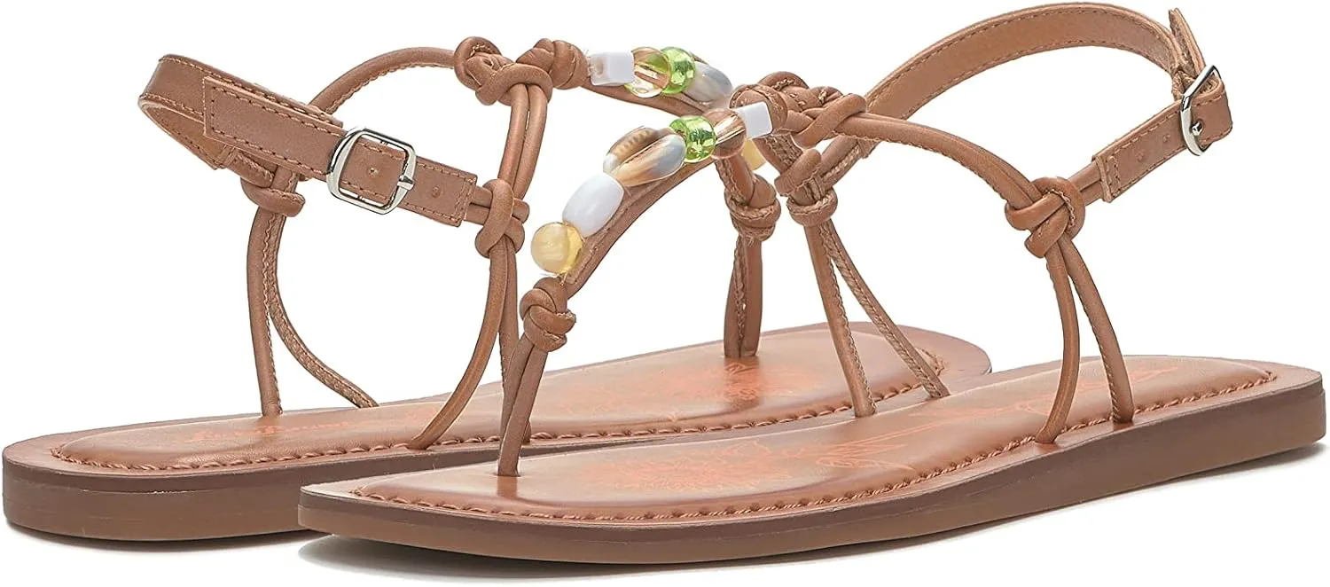 Lucky Brand Women's Beiwen Beaded T-Strap Sandal Flat