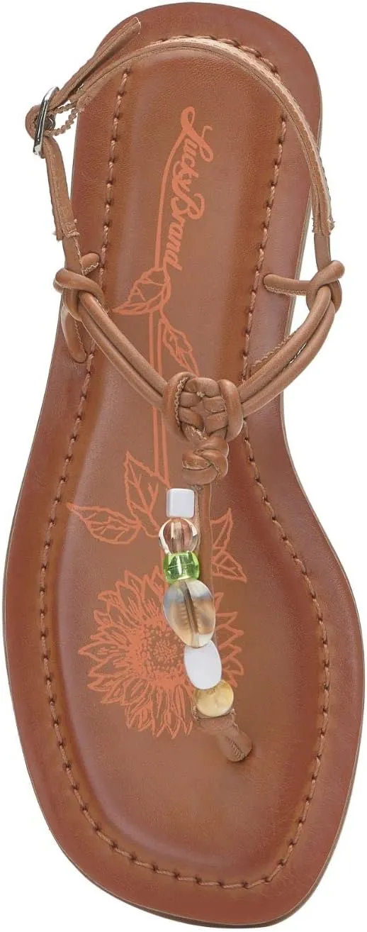Lucky Brand Women's Beiwen Beaded T-Strap Sandal Flat